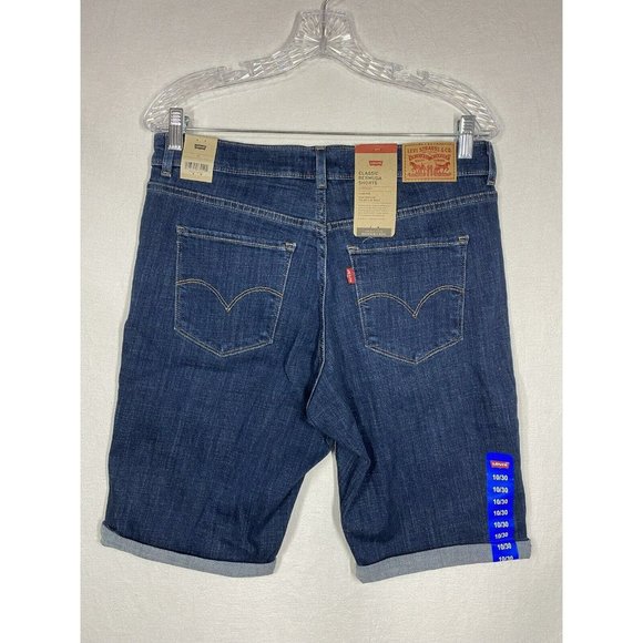 Levi’s Womens Classic Bermuda Short Mid Rise Stretch Fabric Size 10/30 Dark Blue - Picture 7 of 11